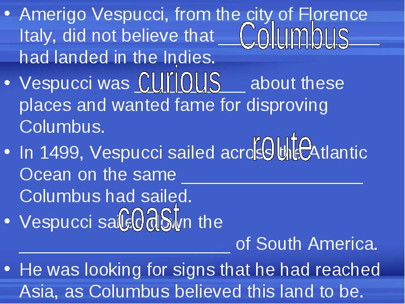where did amerigo vespucci land