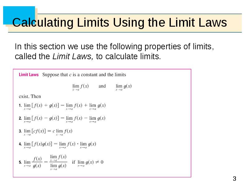 Calculating Limits Using The Limit Laws