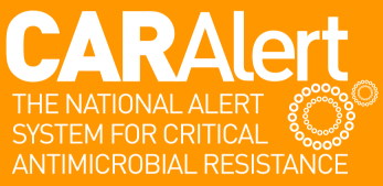 logo for caralert - the national alert system for critical antimicrobial resistance