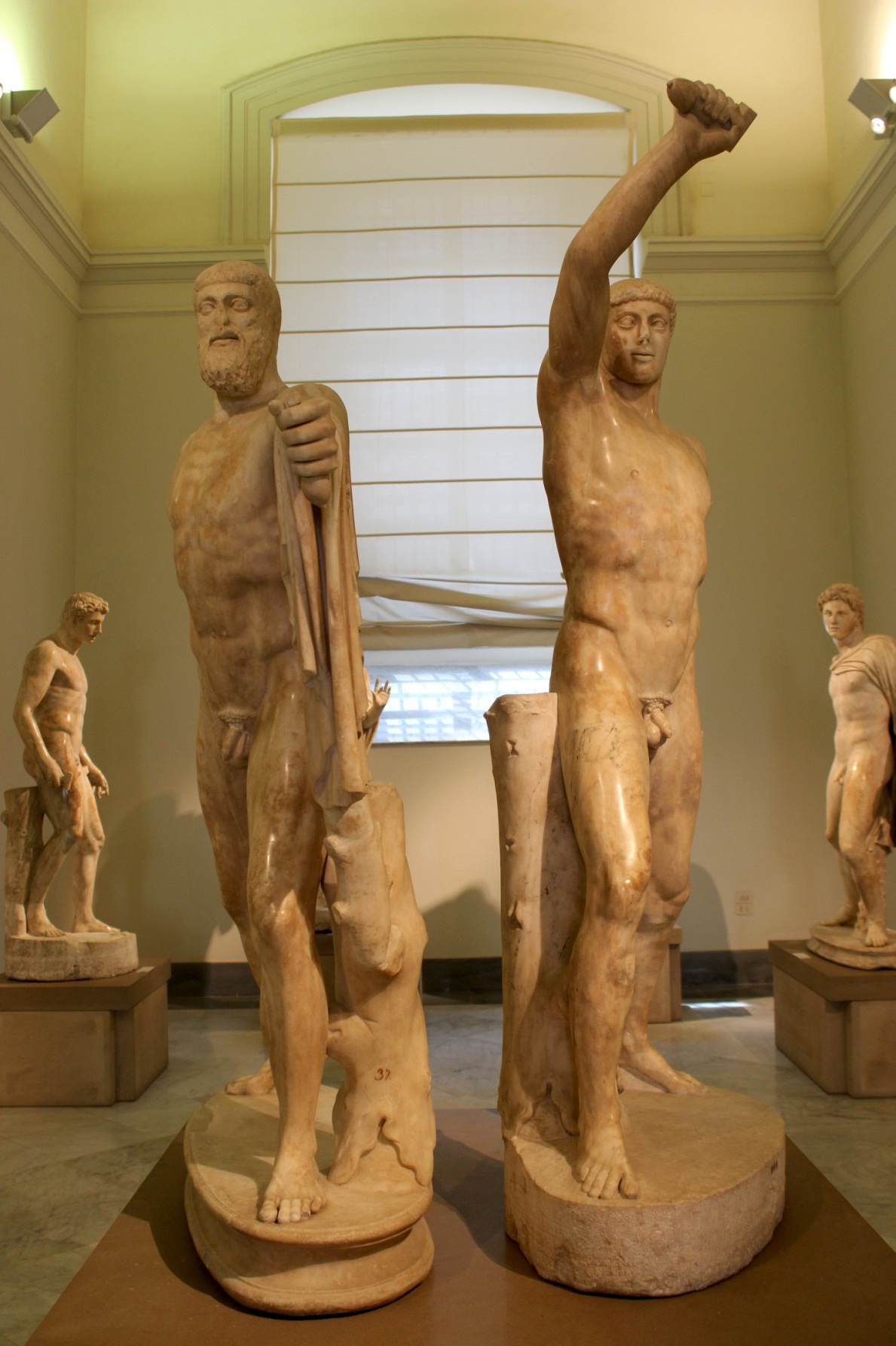 statues of two men; a roman copy of the lost tyrannicides statue.