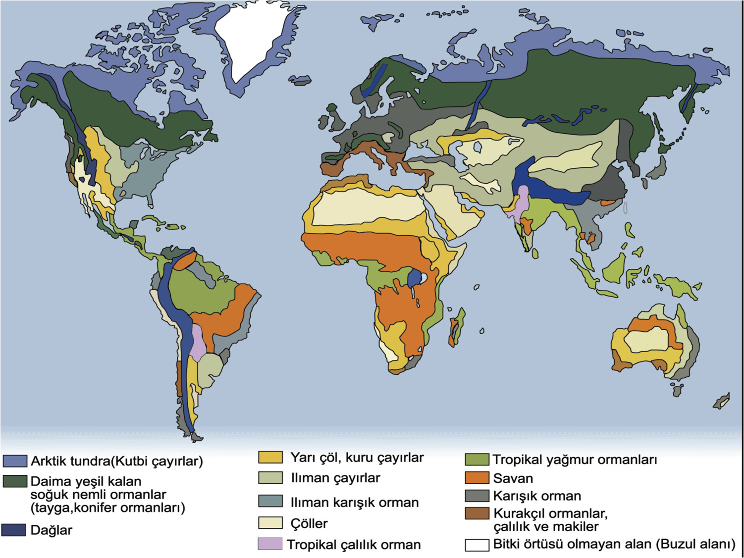 dünya biyomlar haritası