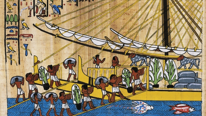 papyrus showing preparations for an egyptian journey to punt. (credit: de agostini picture library/getty images)