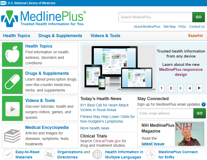 medlineplus homepage