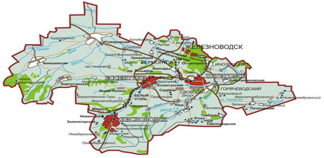 Карта городов ставропольского края курортов